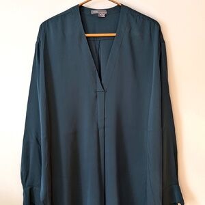 Vince Pure Silk Blouse / Long-sleeved Open Front Blouse